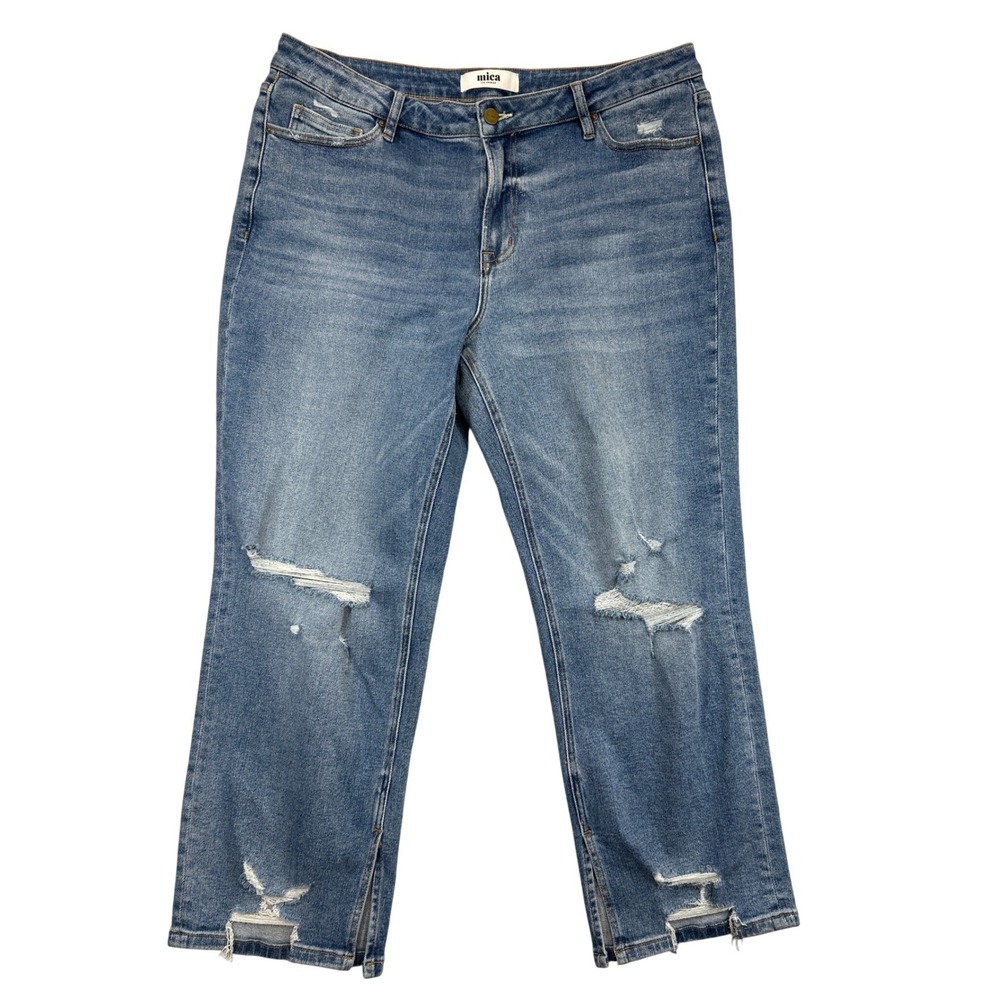 Mica Los Angeles Jeans Womens 14W Distressed‎ Cropped Straight Leg Split Hem